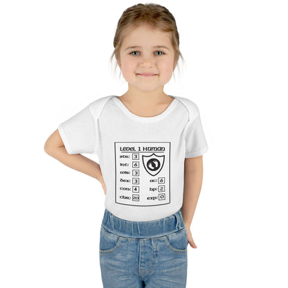Level 1 Human Baby Bodysuit — Cute RPG Stats Infant Onesie
