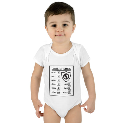 Level 1 Human Baby Bodysuit — Cute RPG Stats Infant Onesie